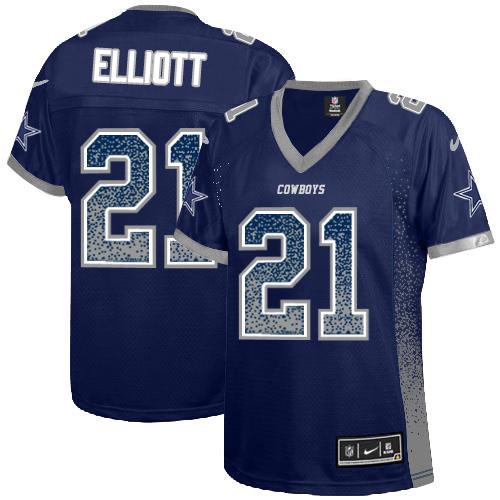Cowboys #21 Ezekiel Elliott Navy Blue Team Color Women's Stitched Elite Drift Fashion Jersey cheap jerseys for sale - CheapJerseys.Shop
