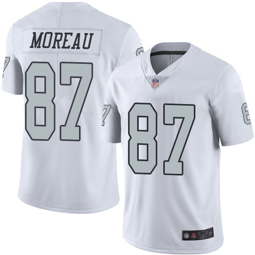Las Vegas Raiders #87 Foster Moreau White Men's Stitched Limited Rush Jersey Men's cheap jerseys for sale - CheapJerseys.Shop