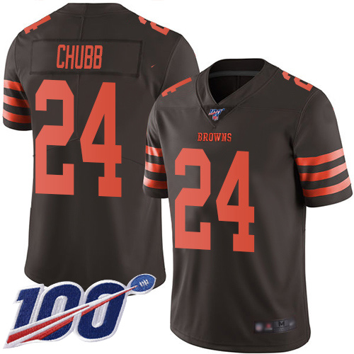 Browns #24 Nick Chubb Brown Men's Stitched Limited Rush 100th Season Jersey cheap jerseys for sale - CheapJerseys.Shop