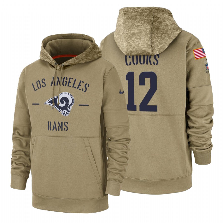 Los Angeles Rams #12 Brandin Cooks Tan 2019 Salute To Service Name & Number Sideline Therma Pullover Hoodie cheap jerseys for sale - CheapJerseys.Shop