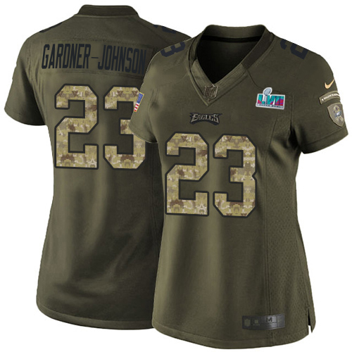 Eagles #23 C.J. Gardner-Johnson Green Super Bowl LVII Patch Women's Stitched Limited 2015 Salute To Service Jersey cheap jerseys for sale - CheapJerseys.Shop