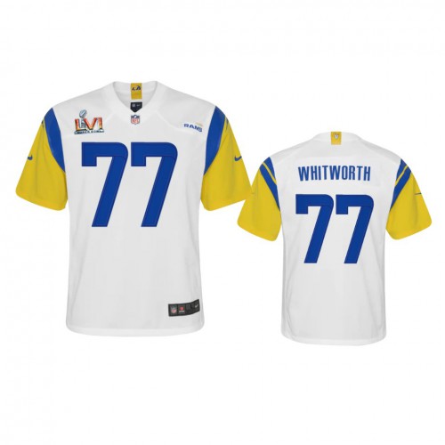 Los Angeles Los Angeles Rams #77 Andrew Whitworth Youth Super Bowl LVI Patch Alternate Game Jersey - White Youth cheap jerseys for sale - CheapJerseys.Shop