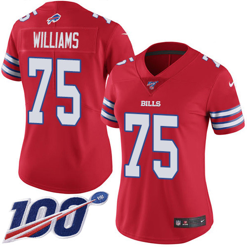Buffalo Bills #75 Daryl Williams Red Women's Stitched Limited Rush 100th Season Jersey Womens cheap jerseys for sale - CheapJerseys.Shop
