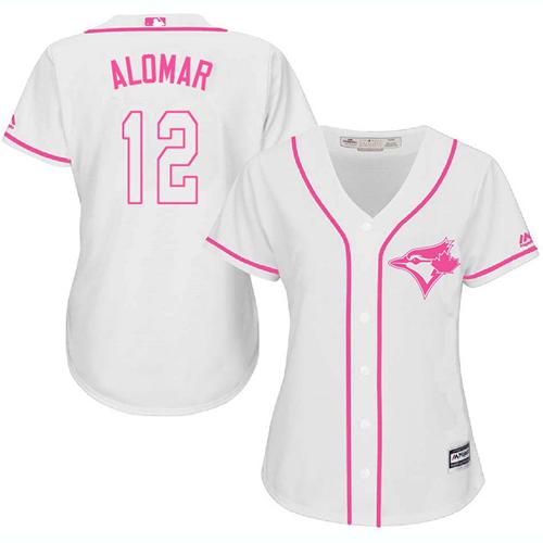 Toronto Blue Jays #12 Roberto Alomar White/Pink Fashion Women's Stitched Jersey Womens cheap jerseys for sale - CheapJerseys.Shop