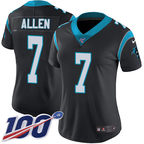 Carolina Panthers #7 Kyle Allen Black Team Color Women's Stitched 100th Season Vapor Limited Jersey Womens cheap jerseys for sale - CheapJerseys.Shop