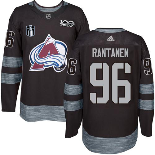 Colorado Avalanche #96 Mikko Rantanen Black 2022 Stanley Cup Final Patch 100th Anniversary Stitched Jersey Men's cheap jerseys for sale - CheapJerseys.Shop