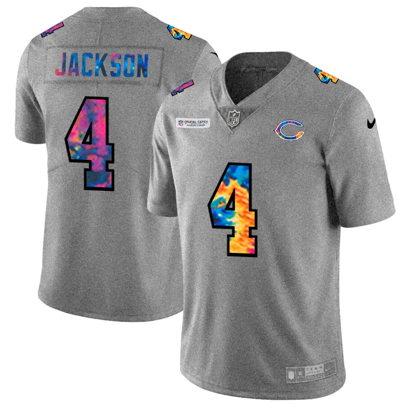 Chicago Bears #4 Eddie Jackson Men's Multi-Color 2020 Crucial Catch Jersey Greyheather cheap jerseys for sale - CheapJerseys.Shop