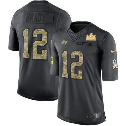 Buccaneers #12 Tom Brady Black Youth Super Bowl LV Champions Patch Stitched Limited 2016 Salute To Service Jersey cheap jerseys for sale - CheapJerseys.Shop