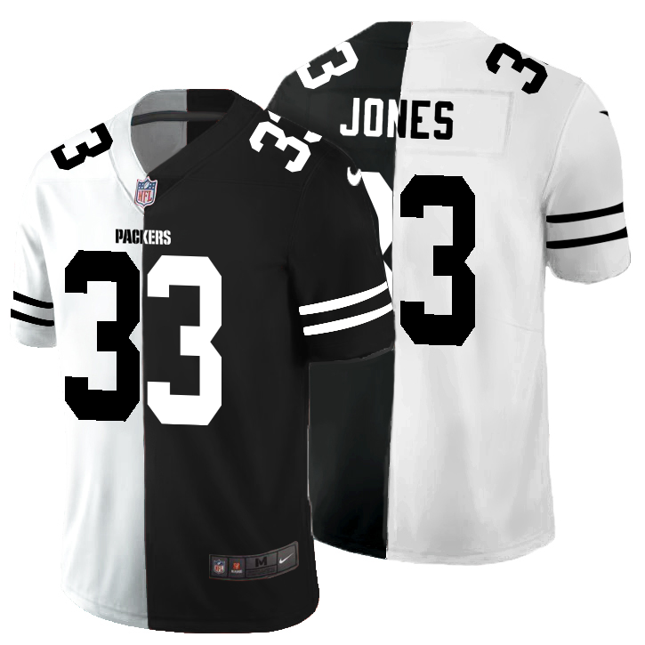 Green Bay Packers #33 Aaron Jones Men's Black V White Peace Split Vapor Untouchable Limited Jersey cheap jerseys for sale - CheapJerseys.Shop