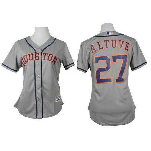 Houston Astros #27 Jose Altuve Grey Road Women's Stitched Jersey Womens cheap jerseys for sale - CheapJerseys.Shop
