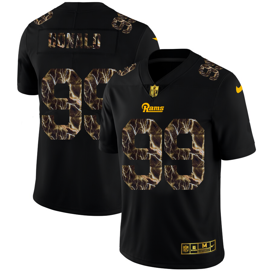 Los Angeles Rams #99 Aaron Donald Men's Black Flocked Lightning Vapor Limited Jersey cheap jerseys for sale - CheapJerseys.Shop
