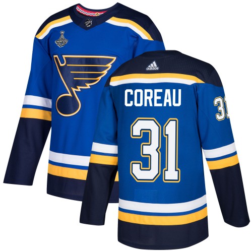 St. Louis Blues #31 Jared Coreau Blue Home Authentic 2019 Stanley Cup Champions Stitched Jersey Men's cheap jerseys for sale - CheapJerseys.Shop