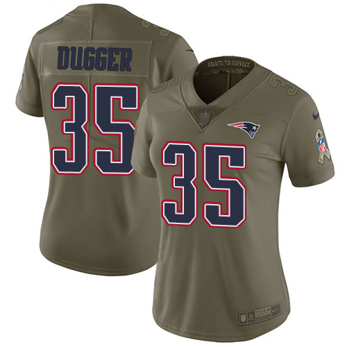 New England Patriots #35 Kyle Dugger Olive Women's Stitched Limited 2017 Salute To Service Jersey Womens cheap jerseys for sale - CheapJerseys.Shop