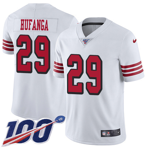 49ers #29 Talanoa Hufanga White Rush Men's Stitched Limited 100th Season Jersey cheap jerseys for sale - CheapJerseys.Shop