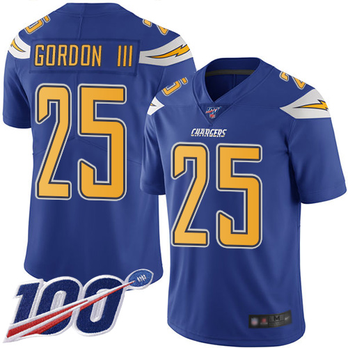 Los Angeles Chargers #25 Melvin Gordon III Electric Blue Youth Stitched Limited Rush 100th Season Jersey Youth cheap jerseys for sale - CheapJerseys.Shop