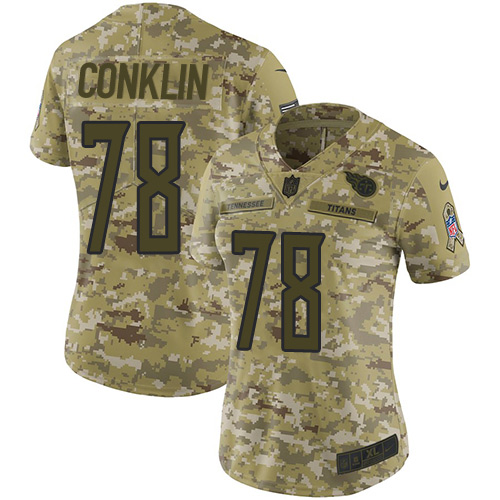 Tennessee Titans #78 Jack Conklin Camo Women's Stitched Limited 2018 Salute to Service Jersey Womens cheap jerseys for sale - CheapJerseys.Shop