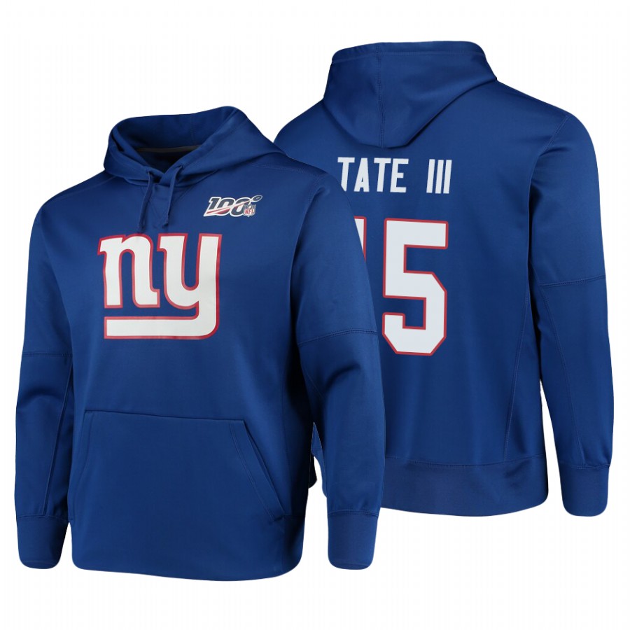 New York Giants #15 Golden Tate III 100 Primary Logo Circuit Name & Number Pullover Hoodie Royal cheap jerseys for sale - CheapJerseys.Shop