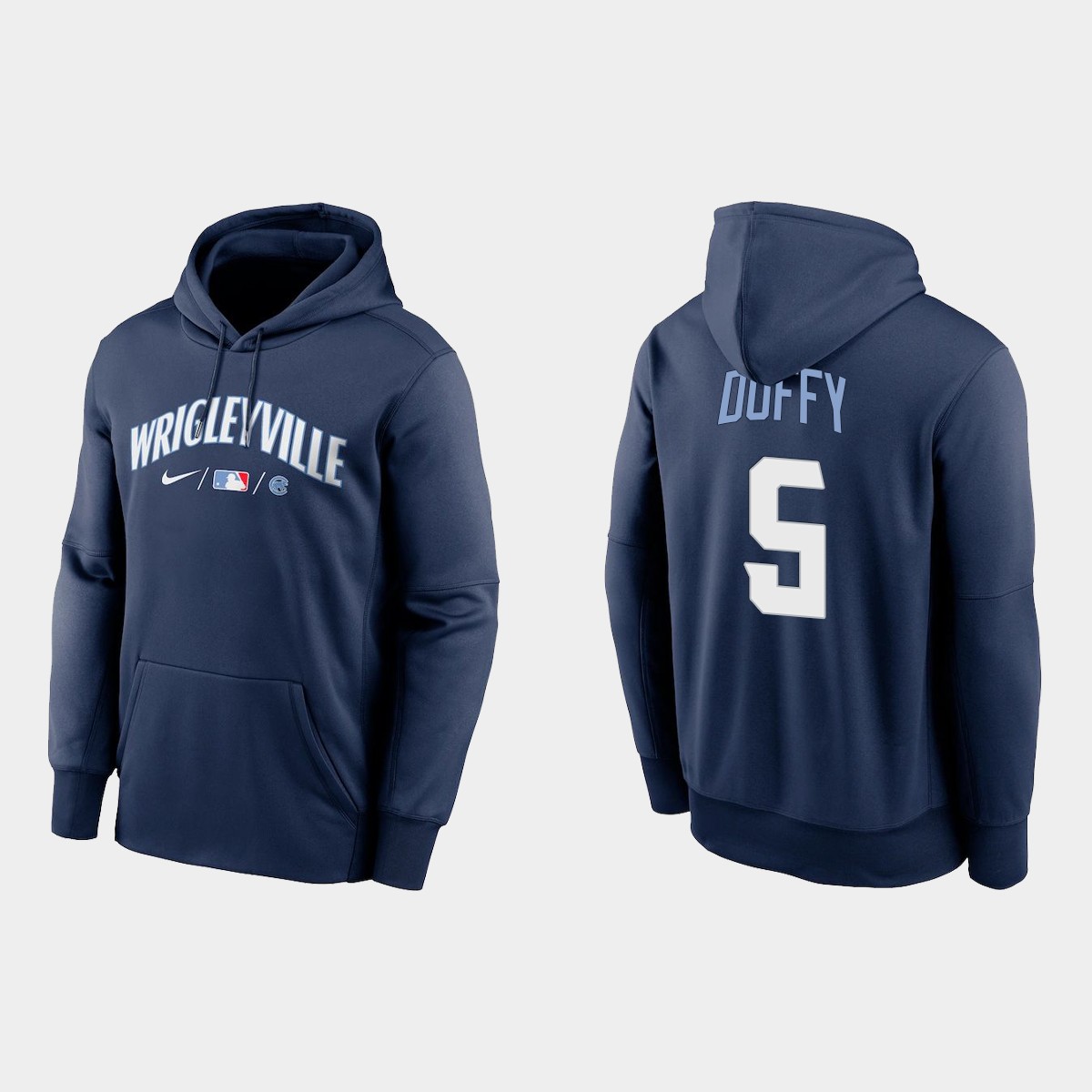 Chicago Cubs #5 Matt Duffy Men's 2021 City Connect Navy Therma Hoodie cheap jerseys for sale - CheapJerseys.Shop