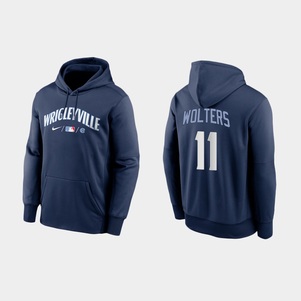 Chicago Cubs #11 Tony Wolters Men's 2021 City Connect Navy Therma Hoodie cheap jerseys for sale - CheapJerseys.Shop