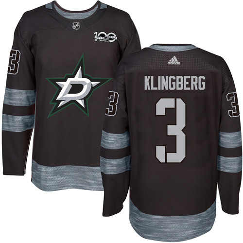 Dallas Stars #3 John Klingberg Black 1917-2017 100th Anniversary Stitched Jersey Men's cheap jerseys for sale - CheapJerseys.Shop