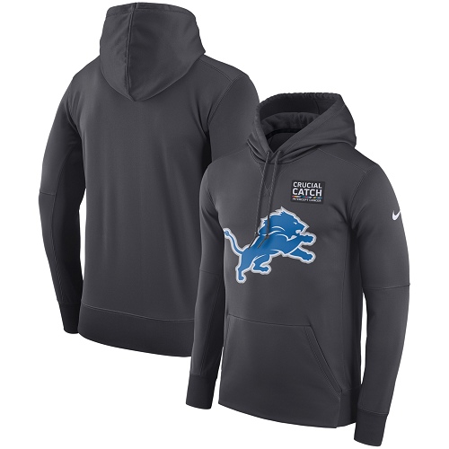 Men's Detroit Lions Anthracite Crucial Catch Performance Pullover Hoodie cheap jerseys for sale - CheapJerseys.Shop