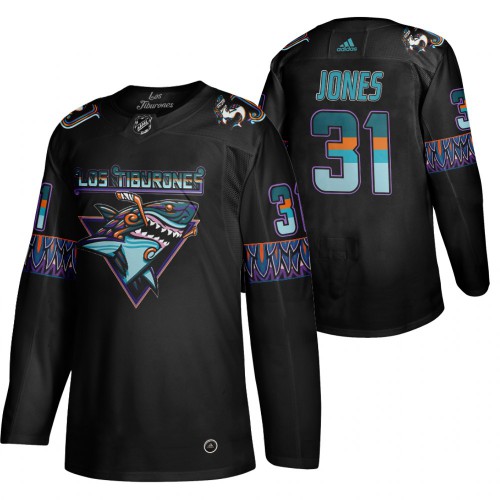 San Jose San Jose Sharks #31 Martin Jones Men's 2020 Los Tiburones Limited Jersey Black Men's cheap jerseys for sale - CheapJerseys.Shop