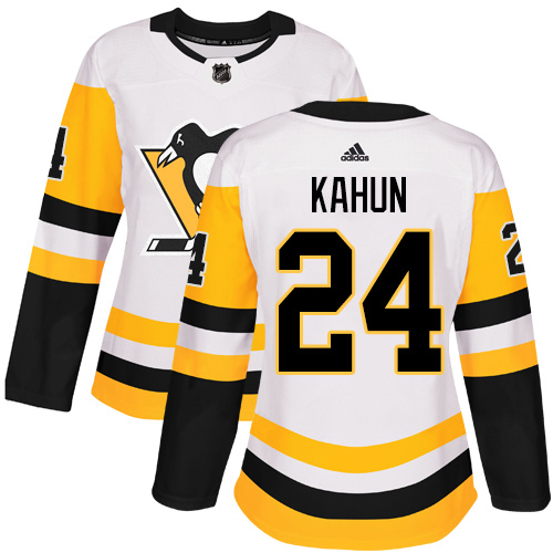 Pittsburgh Penguins #24 Dominik Kahun White Road Authentic Women's Stitched Jersey Womens cheap jerseys for sale - CheapJerseys.Shop