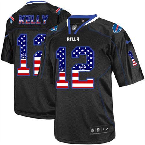 Bills #12 Jim Kelly Black Men's Stitched Elite USA Flag Fashion Jersey cheap jerseys for sale - CheapJerseys.Shop