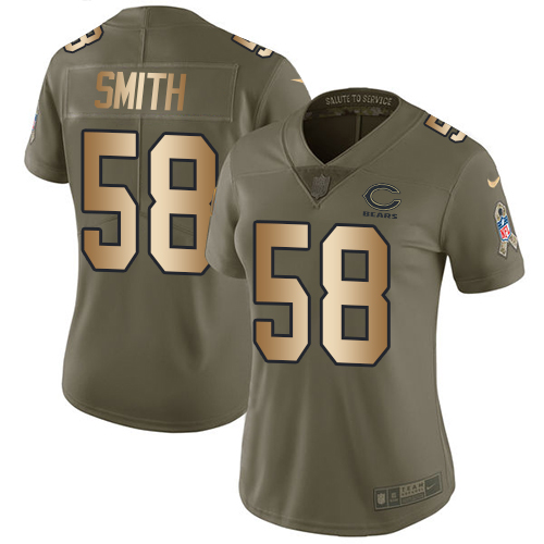 Chicago Bears #58 Roquan Smith Olive/Gold Women's Stitched Limited 2017 Salute to Service Jersey Womens cheap jerseys for sale - CheapJerseys.Shop