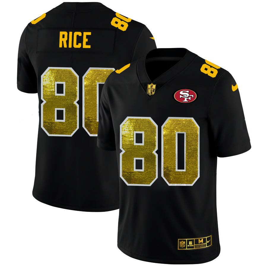 San Francisco 49ers #80 Jerry Rice Men's Black Golden Sequin Vapor Limited Jersey cheap jerseys for sale - CheapJerseys.Shop