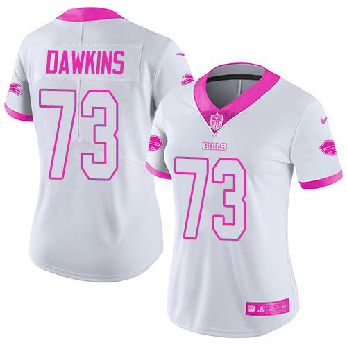 Bills #73 Dion Dawkins White/Pink Women's Stitched Limited Rush Fashion Jersey cheap jerseys for sale - CheapJerseys.Shop
