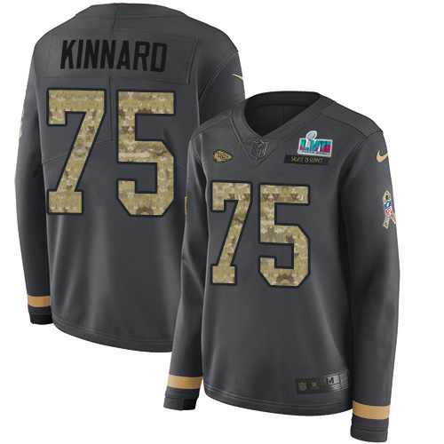 Chiefs #75 Darian Kinnard Anthracite Salute To Service Super Bowl LVII Patch Women's Stitched Limited Therma Long Sleeve Jersey cheap jerseys for sale - CheapJerseys.Shop