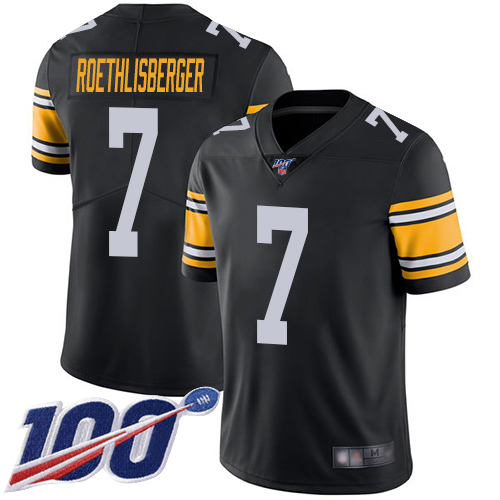 Pittsburgh Steelers #7 Ben Roethlisberger Black Alternate Men's Stitched 100th Season Vapor Limited Jersey Men's cheap jerseys for sale - CheapJerseys.Shop