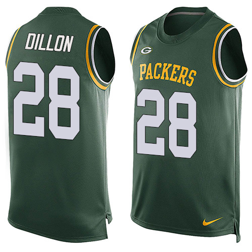 Packers #28 AJ Dillon Green Team Color Men's Stitched Limited Tank Top Jersey cheap jerseys for sale - CheapJerseys.Shop