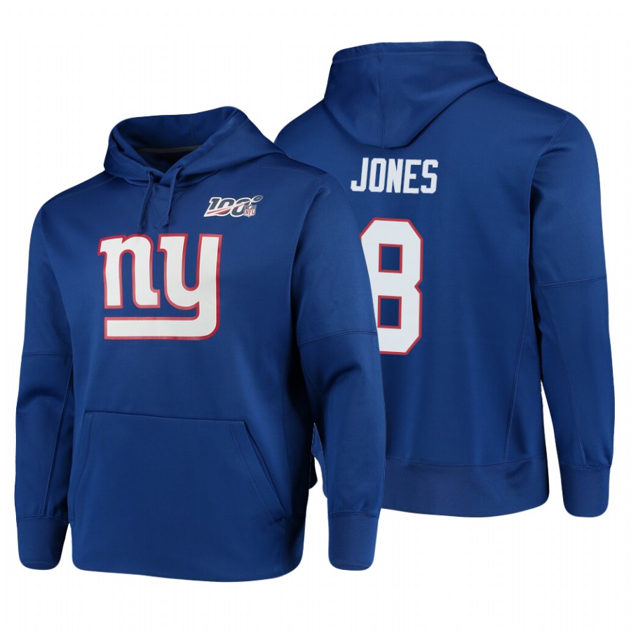 New York Giants #8 Daniel Jones 100 Primary Logo Circuit Name & Number Pullover Hoodie Royal cheap jerseys for sale - CheapJerseys.Shop