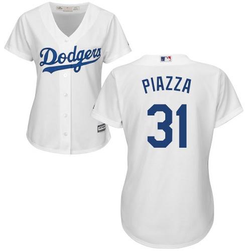 Los Angeles Dodgers #31 Mike Piazza White Home Women's Stitched Jersey Womens cheap jerseys for sale - CheapJerseys.Shop