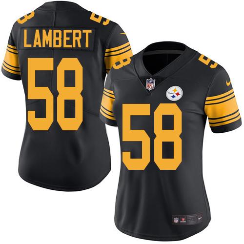 Pittsburgh Steelers #58 Jack Lambert Black Women's Stitched Limited Rush Jersey Womens cheap jerseys for sale - CheapJerseys.Shop