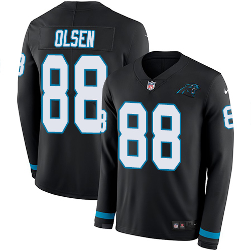 Carolina Panthers #88 Greg Olsen Black Team Color Men's Stitched Limited Therma Long Sleeve Jersey Men's cheap jerseys for sale - CheapJerseys.Shop