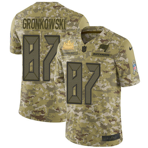Buccaneers #87 Rob Gronkowski Camo Youth Super Bowl LV Champions Patch Stitched Limited 2018 Salute To Service Jersey cheap jerseys for sale - CheapJerseys.Shop