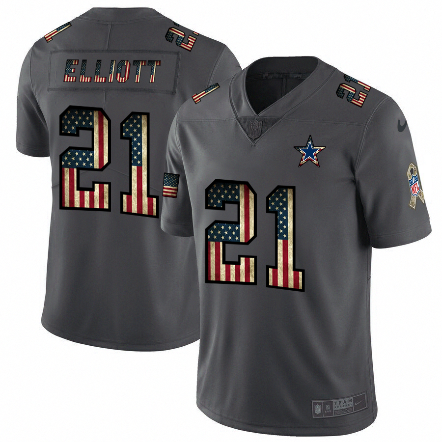 Dallas Cowboys #21 Ezekiel Elliott 2018 Salute To Service Retro USA Flag Limited Jersey cheap jerseys for sale - CheapJerseys.Shop