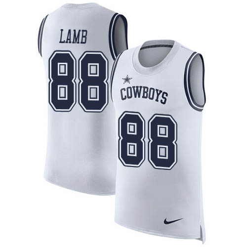 Cowboys #88 CeeDee Lamb White Men's Stitched Limited Rush Tank Top Jersey cheap jerseys for sale - CheapJerseys.Shop