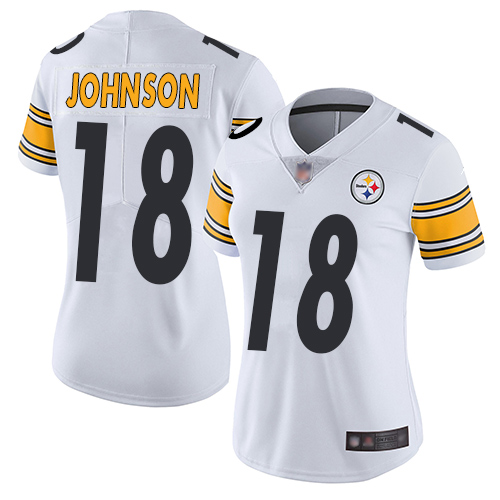 Pittsburgh Steelers #18 Diontae Johnson White Women's Stitched Vapor Untouchable Limited Jersey Womens cheap jerseys for sale - CheapJerseys.Shop