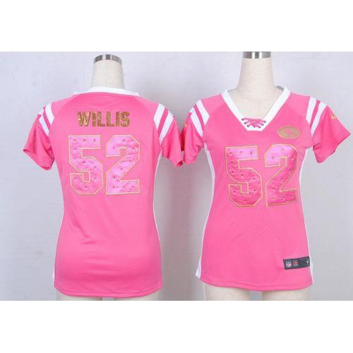 San Francisco 49ers #52 Patrick Willis Pink Women's Stitched Elite Draft Him Shimmer Jersey Womens cheap jerseys for sale - CheapJerseys.Shop