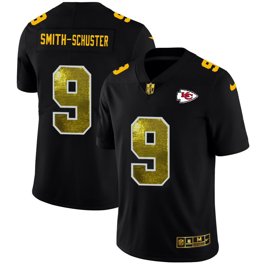 Kansas City Chiefs #9 JuJu Smith-Schuster Men's Black Golden Sequin Vapor Limited Jersey cheap jerseys for sale - CheapJerseys.Shop