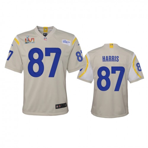 Los Angeles Los Angeles Rams #87 Jacob Harris Youth Super Bowl LVI Patch Game Jersey - Bone Youth cheap jerseys for sale - CheapJerseys.Shop