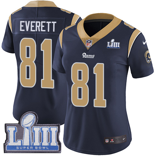 Los Angeles Rams #81 Gerald Everett Navy Blue Team Color Super Bowl LIII Bound Women's Stitched Vapor Untouchable Limited Jersey Womens cheap jerseys for sale - CheapJerseys.Shop