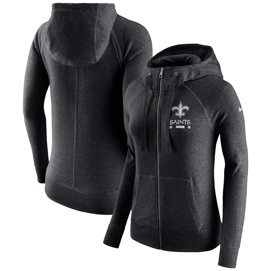 New Orleans Saints Women's Gym Vintage Full-Zip Hoodie Black cheap jerseys for sale - CheapJerseys.Shop