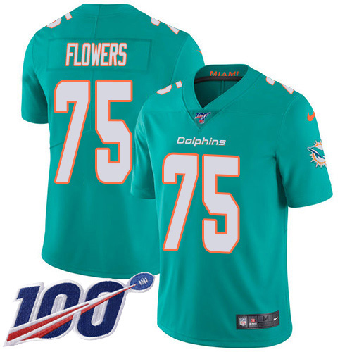 Miami Dolphins #75 Ereck Flowers Aqua Green Team Color Youth Stitched 100th Season Vapor Untouchable Limited Jersey Youth cheap jerseys for sale - CheapJerseys.Shop