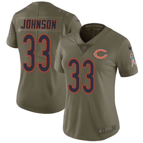 Chicago Bears #33 Jaylon Johnson Olive Women's Stitched Limited 2017 Salute To Service Jersey Womens cheap jerseys for sale - CheapJerseys.Shop