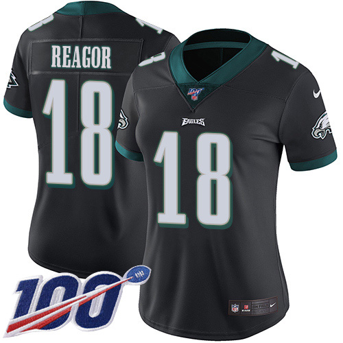 Philadelphia Eagles #18 Jalen Reagor Black Alternate Women's Stitched 100th Season Vapor Untouchable Limited Jersey Womens cheap jerseys for sale - CheapJerseys.Shop